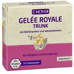 Bičių pienelio eliksyras su žiedadulkėmis. Maisto papildas, HOYER, 10X10ml