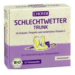 Eliksyras BAD WEATHER iš 16 žolelių su vitaminu C. Maisto papildas, ekologiškas, HOYER, 10X10ml