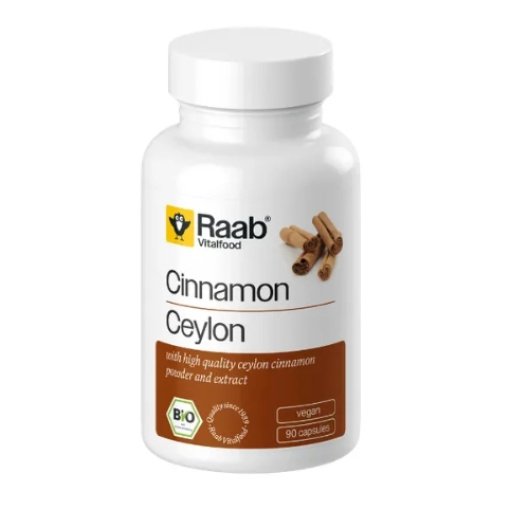Raab Vitalfood Ceilono cinamonas. Maisto papildas, ekologiškas, 90kaps.