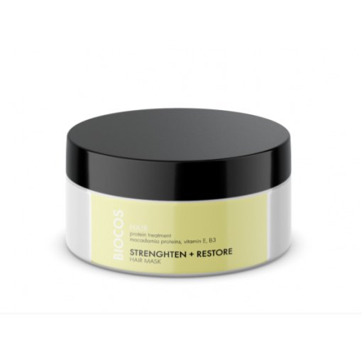 Plaukus stiprinanti kaukė su proteinais STRENGHTEN + RESTORE, BIOCOS, 200ml