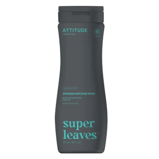 Šampūnas ir kūno prausiklis su juodojo gluosnio ir drebulės ekstraktais, Attitude, 473 ml.