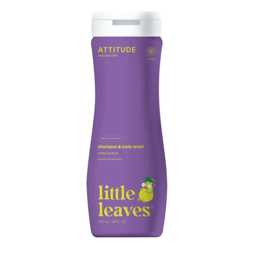 Šampūnas ir kūno prausiklis vaikams su vanilės ir kriaušių aromatu, Attitude, 473 ml.