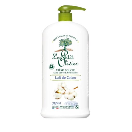 Hipoalerginis kreminis dušo gelis „Cotton Milk“, Le Petit Olivier 750 ml