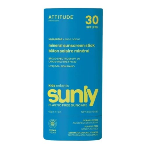 Apsauginis veido pieštukas nuo saulės vaikams SPF30, bekvapis, bekvapis, Attitude, 60 g.