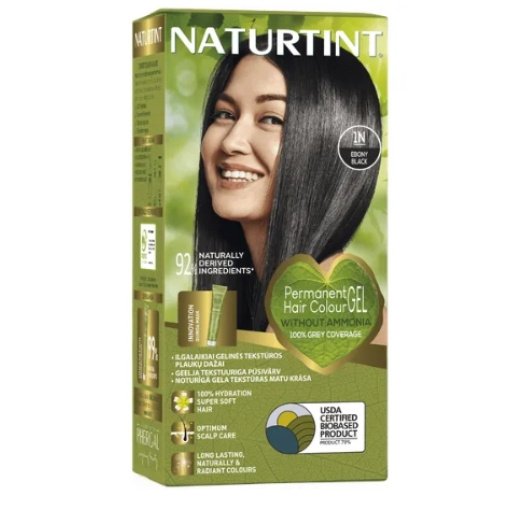 NATURTINT® ilgalaikiai plaukų dažai be amoniako, EBONY BLACK 1N, 170 ml