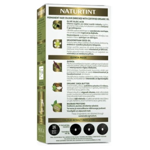 NATURTINT® ilgalaikiai plaukų dažai be amoniako, EBONY BLACK 1N, 170 ml - Image 4