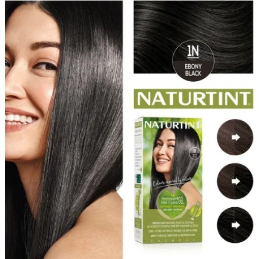 NATURTINT® ilgalaikiai plaukų dažai be amoniako, EBONY BLACK 1N, 170 ml - Image 2