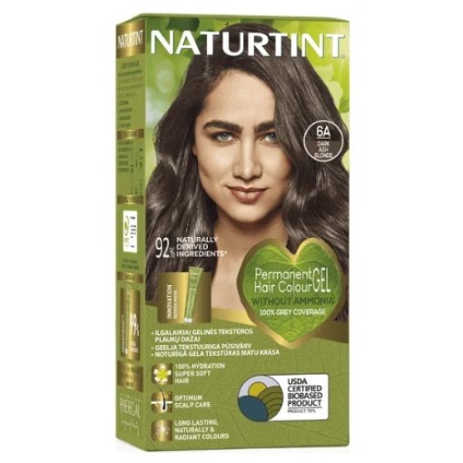 NATURTINT® ilgalaikiai plaukų dažai be amoniako, DARK ASH BLONDE 6A, 170 ml