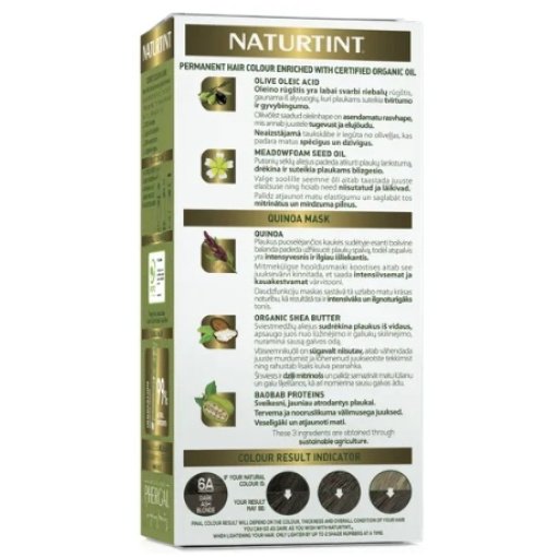 NATURTINT® ilgalaikiai plaukų dažai be amoniako, DARK ASH BLONDE 6A, 170 ml - Image 2