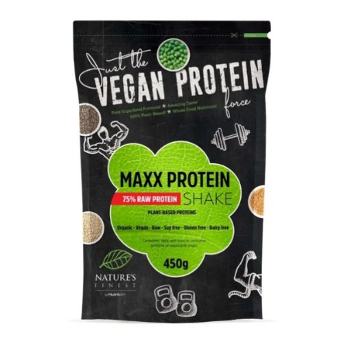 Augalinių baltymų kokteilis MAXX 75%, ekologiškas, Nature's Finest, 450g