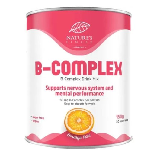 Vitaminų B kompleksas, milteliai. Maisto papildas, Nature's Finest, 150g
