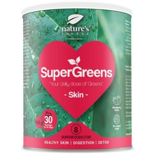 Supermaisto mišinys odai „SuperGreens SKIN“, ekologiškas, Nature’s Finest 150g.