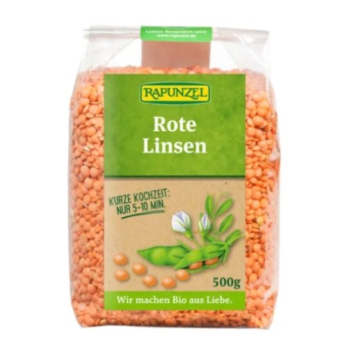Rapunzel raudonieji lęšiai, ekologiški, Rapunzel, 500 g